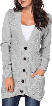 grey button cardigan women's