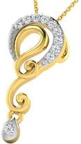 Thumbnail for your product : Silvercz Jewels 14K Gold Fn .925 Silver 0.04 Cts Sim Diamond Swirl Pendant With 18" Chain