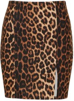 Thumbnail for your product : boohoo Leopard Print Side Split Mini Skirt