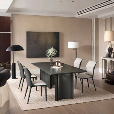 ASS Comfort Zone Light luxury simple black dining table and chair