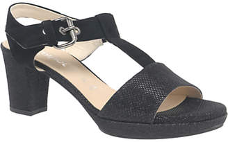 Gabor Clover Wide Fit Block Heeled Sandals, Black Suede