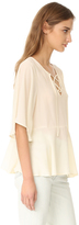 Thumbnail for your product : Cupcakes And Cashmere Jocelyn Lace Up Flutter Blouse