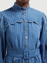 Thumbnail for your product : MiH Jeans Covey Scalloped Cotton-chambray Dress - Blue Stripe