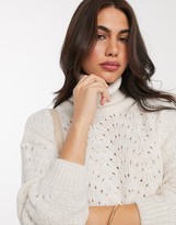 Thumbnail for your product : Stradivarius crochet knit jumper in ecru