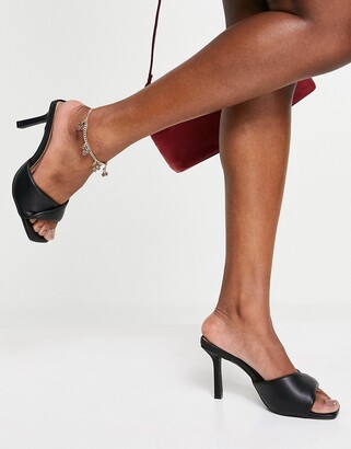 Qupid twisted heeled mule sandals in black - ShopStyle