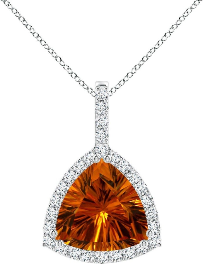 ANGARA INC. Angara Natural Gia Certified Trillion 8.32 Ct Citrine Halo Pendant In 14k Gold