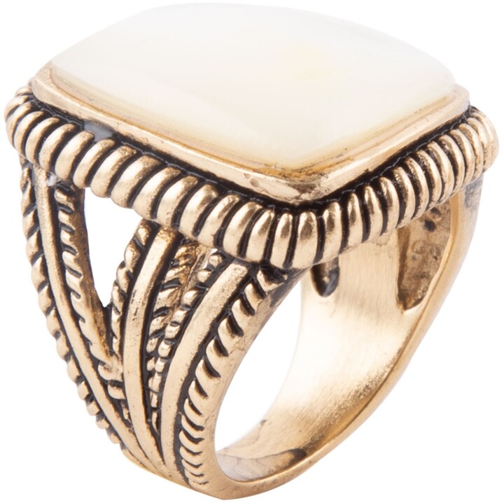 Barse Navajo Bronze and Genuine Mother-of-Pearl Statement Ring