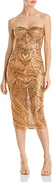 Bronx and Banco Giselle Strapless Sequined Midi Dress - ShopStyle