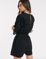 Thumbnail for your product : Only Lola short sleeve tie waist playsuit