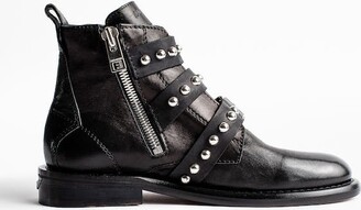 Zadig & Voltaire Laureen Buckle Studs Ankle Boots - ShopStyle