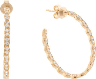TJMAXX 18Kt Gold Diamond Inside Out Hoop Earrings, Diamond/Gold