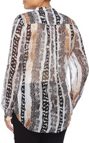 Thumbnail for your product : Diane von Furstenberg Gilmore Long Sleeve Reptile Print Blouse