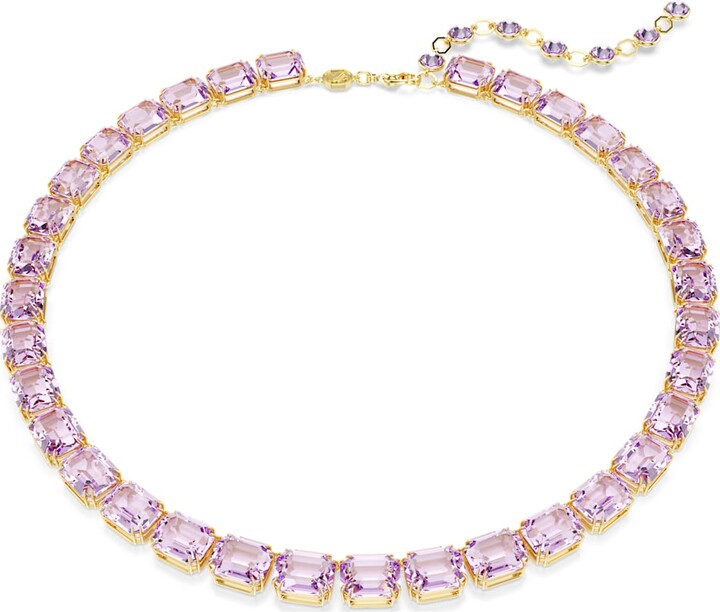 Swarovski Millenia necklace Octagon cut Purple Gold-tone plated