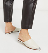 Thumbnail for your product : Co Wren Wide Fit western flat mules in cream with toe cap