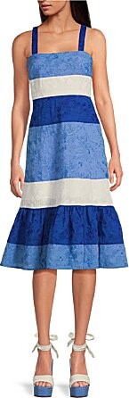 Gianni Bini x Shea Leigh Mills Capri Color Block Eyelet Midi Dress