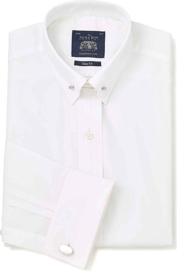 The Savile Row Company London Savile Row Men's Formal Dress Shirt Long Sleeve Slim Fit Poplin