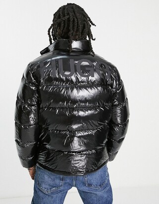 HUGO BOSS shiney puffer jacket with logo back print - ShopStyle