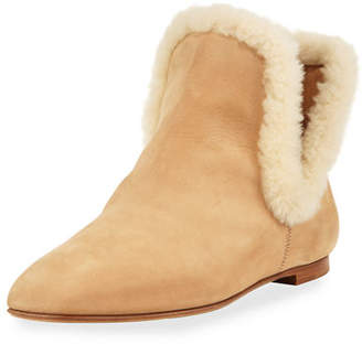 The Row Eros Shearling-Trimmed Nubuck Boots