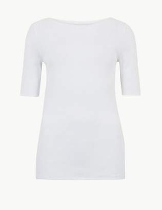 M&S Collection Pure Cotton Slash Neck Regular Fit T-Shirt