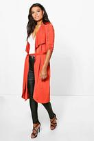 Thumbnail for your product : boohoo Katie Shawl Collar Belted Slinky Duster