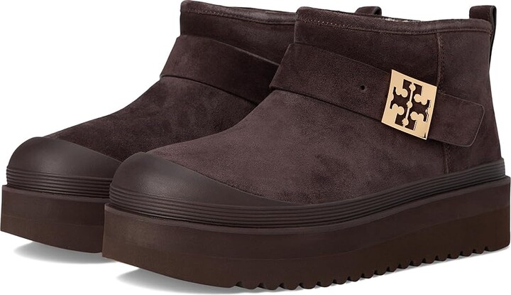 Tory Burch Mellow Shearling Platform Boot Women's Boots Deep Espresso/Gold : 5 M, Suede