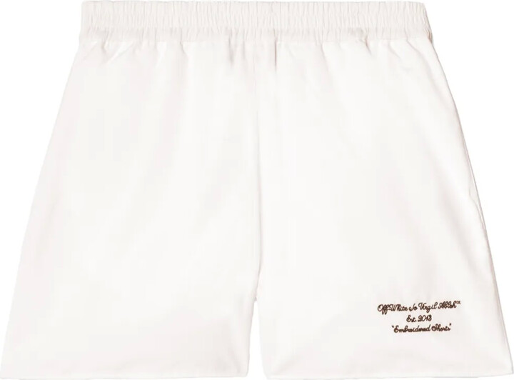 Off-White Embroidered Poplin Shorts