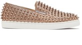 Thumbnail for your product : Christian Louboutin Roller-boat Spike-embellished Glittered Trainers - Gold