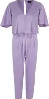 Thumbnail for your product : River Island Womens Light purple satin cape tapered jumpsuit