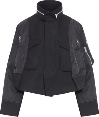 ジャケット SACAI Women Jackets 2407331 001 Black sacai: Black Nylon Twill Denim Jacket | SSENSE