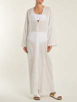 Thumbnail for your product : Raey Kimono Sleeve Striped Sheer Cotton Beach Dress - Womens - White Stripe