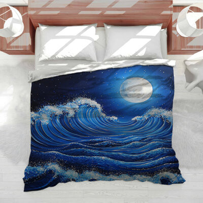VisionDecor Moon Bedding Nature Duvet Cover Coastal Beach