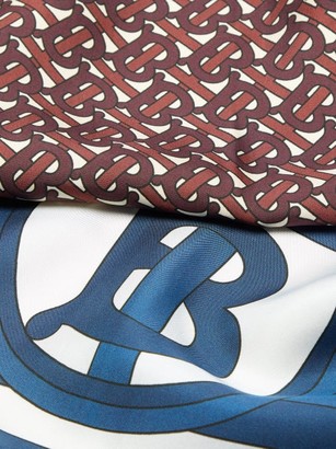 Burberry Bi-colour Tb-print Silk-twill Scarf - Blue Multi