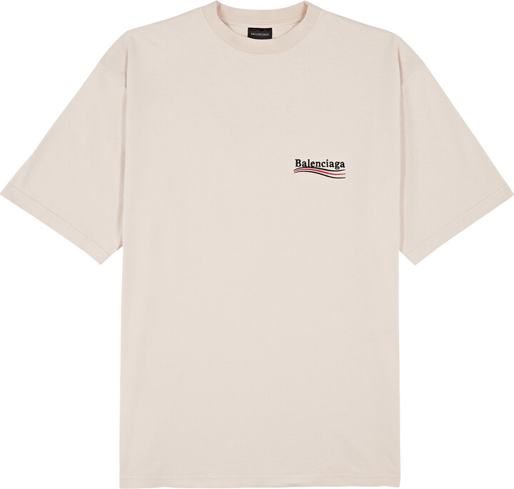 Balenciaga Political Logo-embroidered Cotton T-shirt - ShopStyle