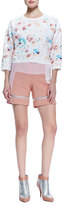 Thumbnail for your product : Rebecca Taylor Patchwork Sheer-Strip Shorts