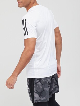 adidas 3 Stripe Techfit Baselayer Short SleeveT-Shirt - White - ShopStyle