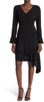 Thumbnail for your product : FOCUS BY SHANI Pinstriped Asymmetrical Hem Midi Dress