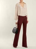 Thumbnail for your product : Chloé Mid Rise Flared Cady Trousers - Womens - Burgundy