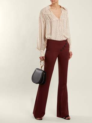 Chloé Mid Rise Flared Cady Trousers - Womens - Burgundy