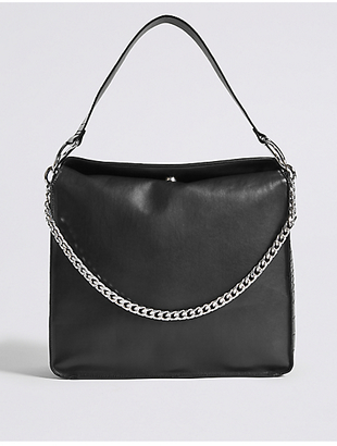 M&S Collection Faux Leather Chain Slouch Hobo Bag