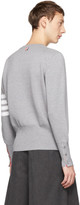 Thumbnail for your product : Thom Browne Grey Milano Stitch Four Bar Crewneck Sweater