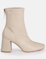 Thumbnail for your product : Missguided Faux Leather Block Heel Sock Boots Cream