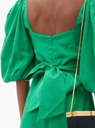 Johanna Ortiz Thread Of Thought Frond-jacquard Crepe Dress - Green