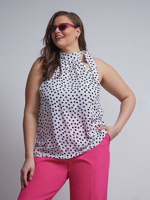Plus Size sheer blouse polka dot plus size shirt plus size rosette tops