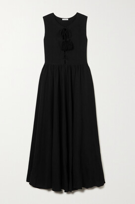 Fil De Vie Althea Tasseled Linen Maxi Dress - Black