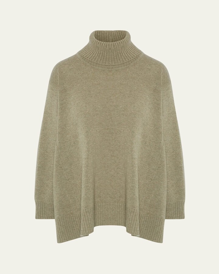 eskandar Panelled A-Line Roll Neck Sweater (Mid Plus Length)