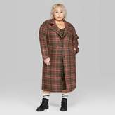 Thumbnail for your product : Wild Fable Women's Plus Size Plaid Oversized Button-Front Long Sleeve Wool Coat - Wild FableTM Brown/Pink