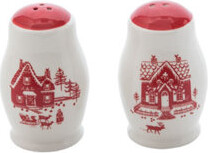 Transpac Dolomite 3.25 in. Multicolor Christmas Toile Salt and Pepper Shakers Set of 2