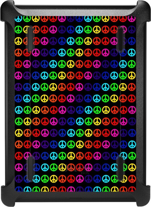 Etsy Custom Otterbox Defender For Apple Ipad/Air Pro Mini - Custom Monogram Black Rainbow Peace Signs
