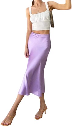 Purple Satin Skirt | Shop the world's largest collection of fashion |  ShopStyle UK