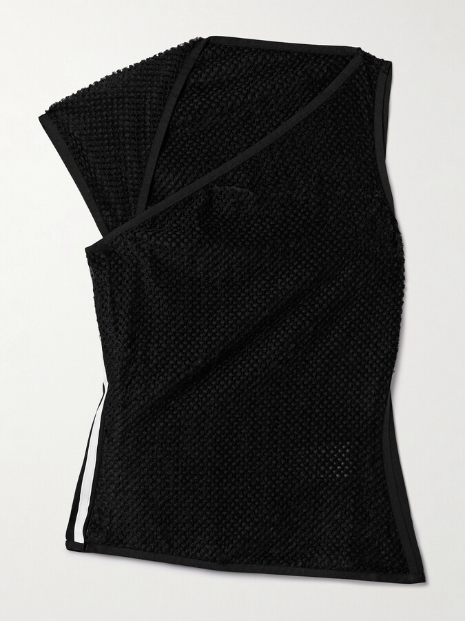 adidas + Y-3 Asymmetric Striped Stretch Jersey-trimmed Brushed Recycled-mesh Tank - Black